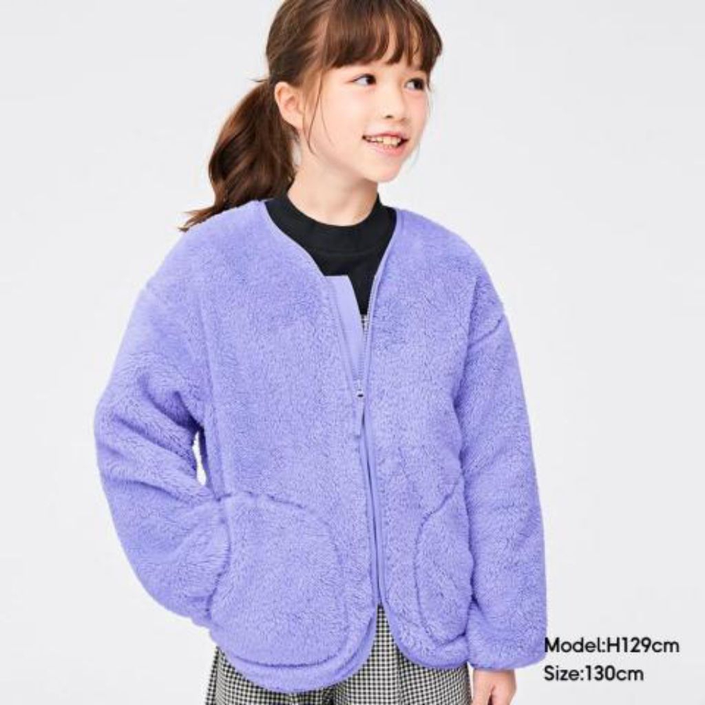 Jaket Sherpa UNIQLO GU Sherpa Jaket Fleece Uniqlo Fluffy Yarn Fleece Full Zipper Jaket Uniqlo Anak F