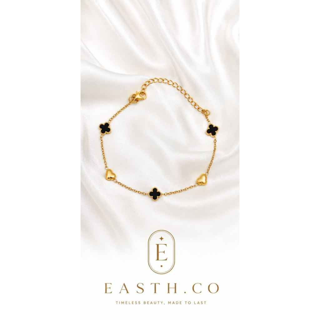 Gelang Titanium Clover Black Gold