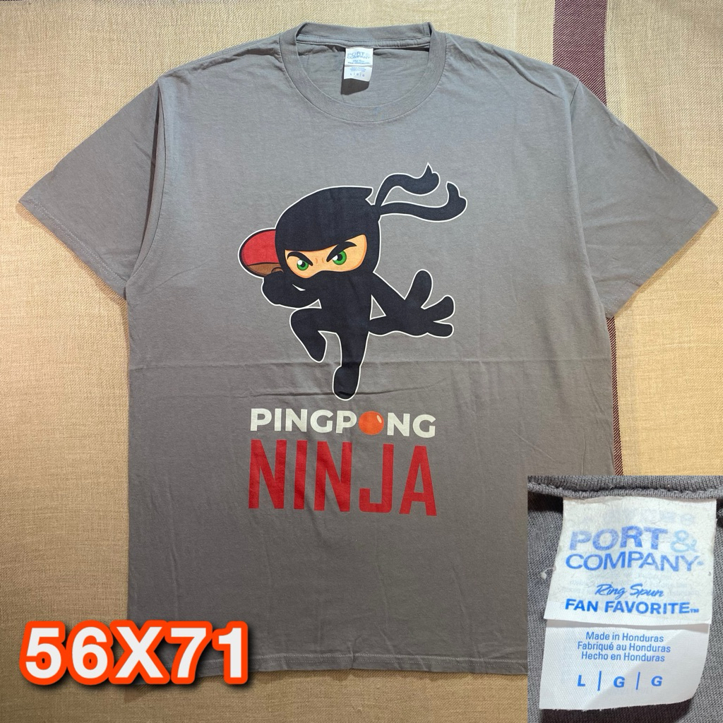 Kaos Pingpong Ninja Port & Company Grey Abu Abu Graphic Tee Second Original