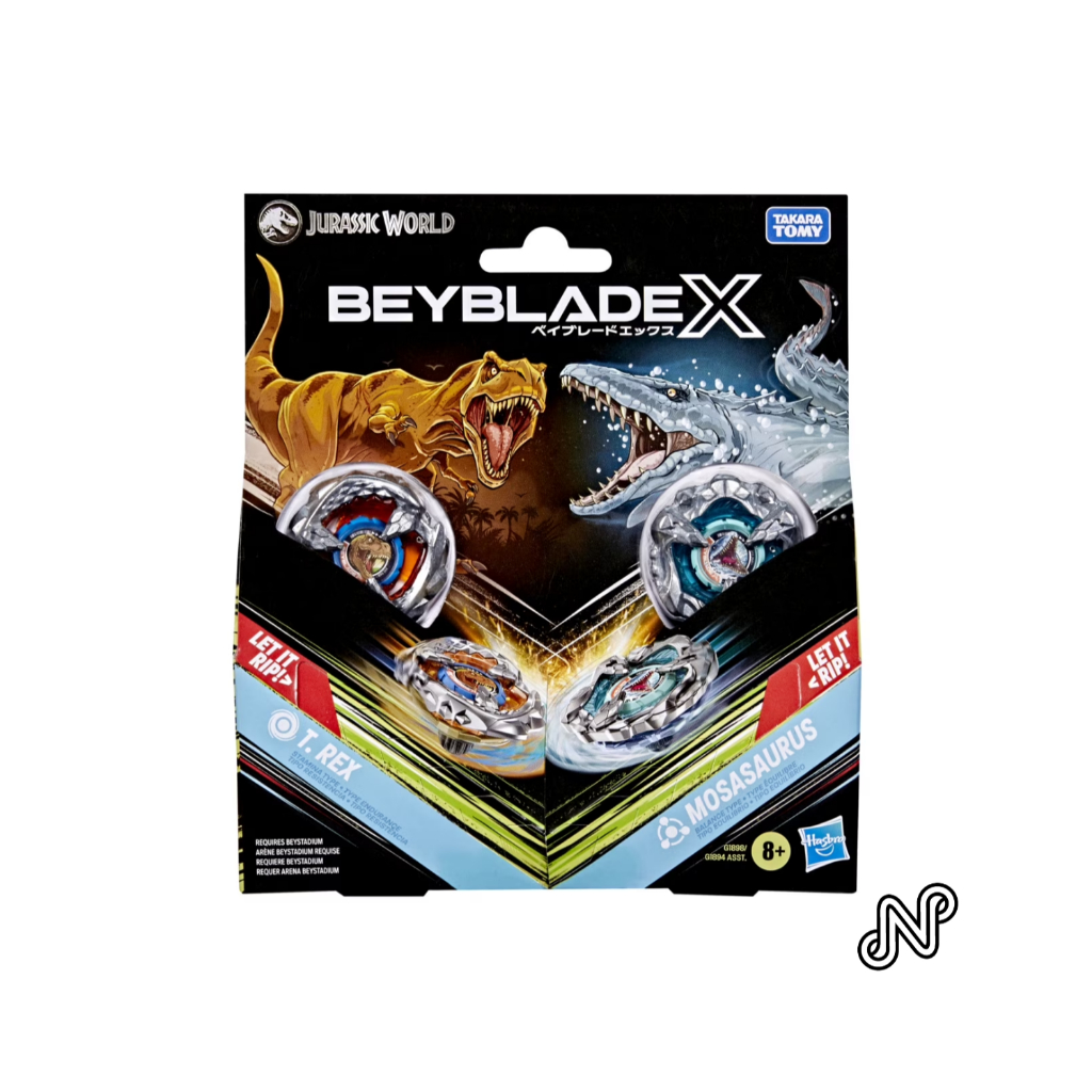 Beyblade X Jurassic World Collab T. Rex vs. Mosasaurus Multipack Battling Top Set