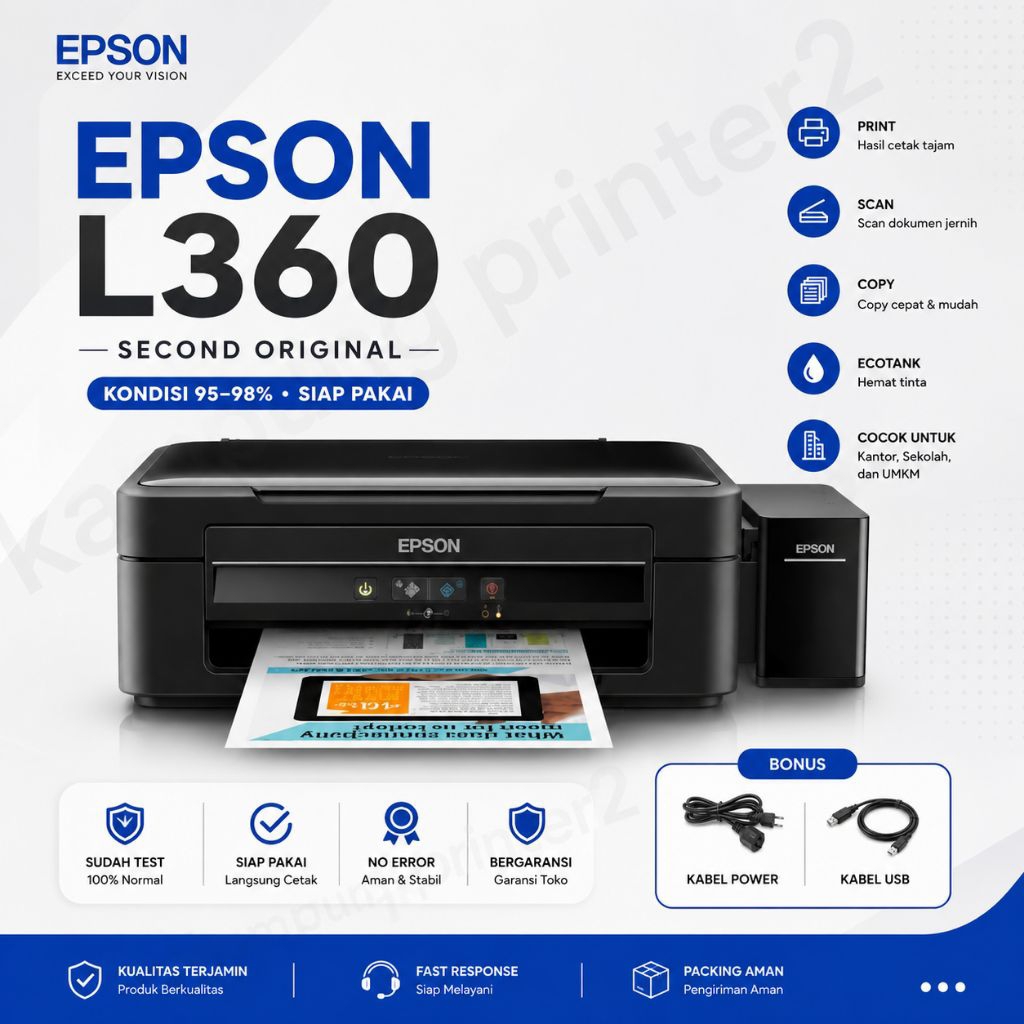 Printer Epson L360 Print Scan Copy Multifungsi