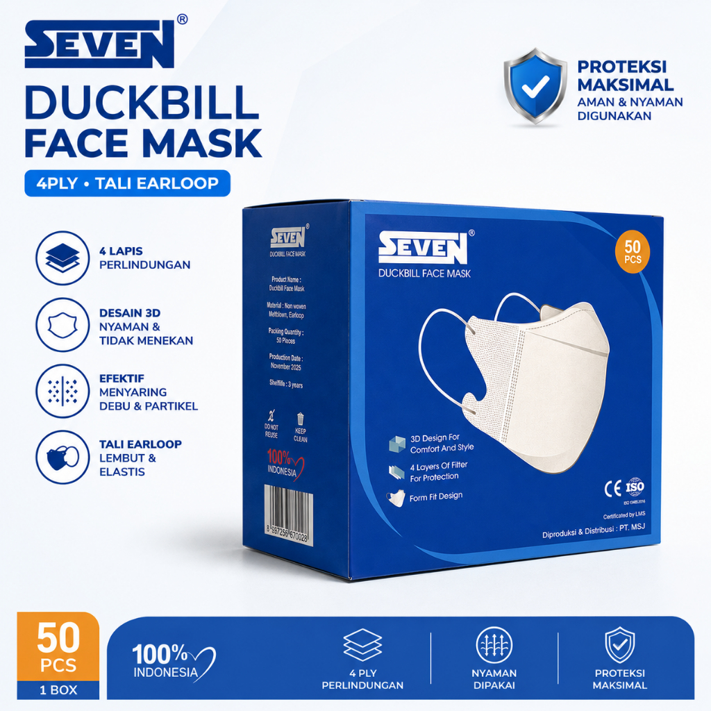 Masker Seven Duckbill 4ply 50pcs