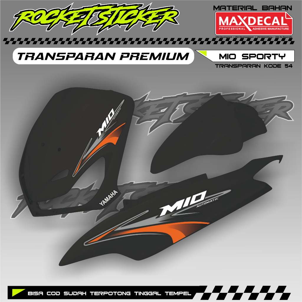 Striping MIO SPORTY  Variasi Stiker MIO SPORTY UV TRANSPARAN KODE 54 BAHAN MAXDECAL PREMIUM