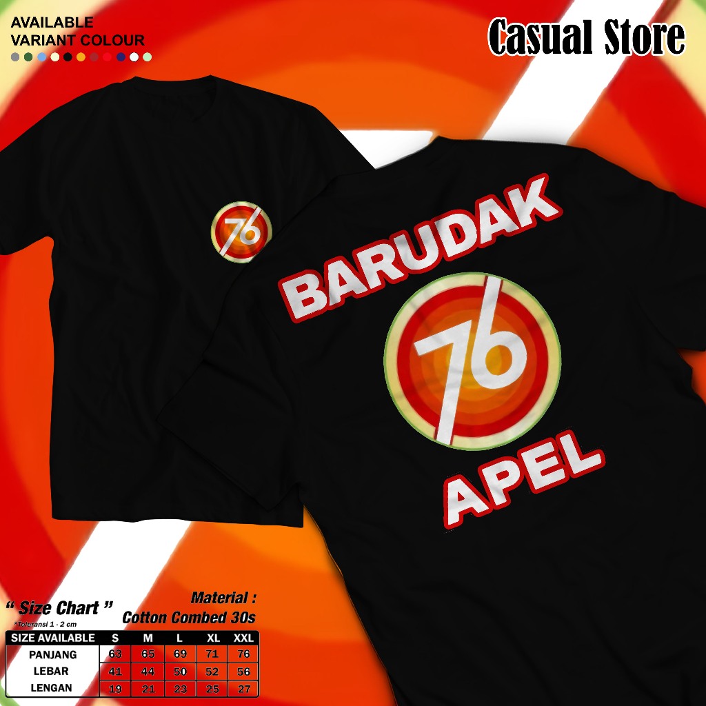 Kaos Barudak 76 Apel Premium | Kaos Pria Wanita Unisex | Cotton Combed 30s