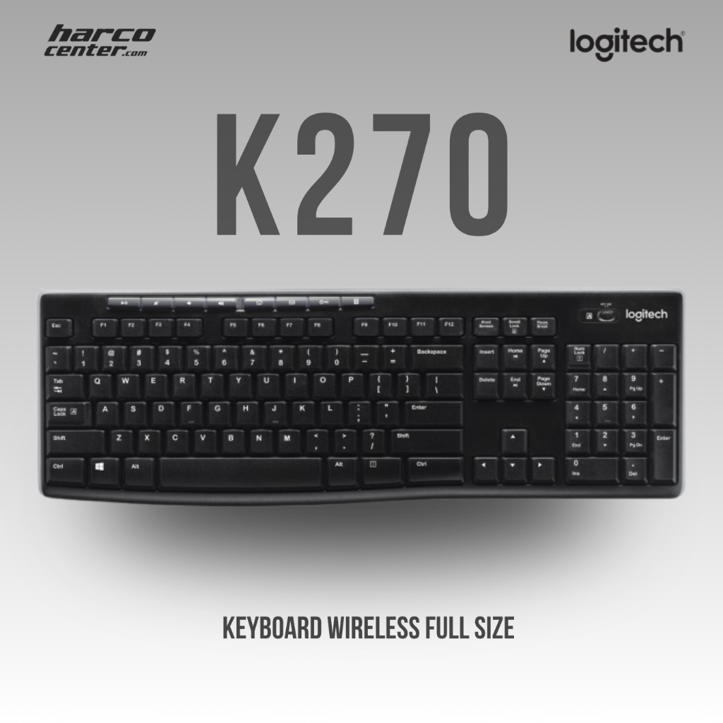 Logitech K270 Wireless Keyboard Original | 2.4GHz | Full Size | Plug & Play | Numeric Keypad | 8 Hot