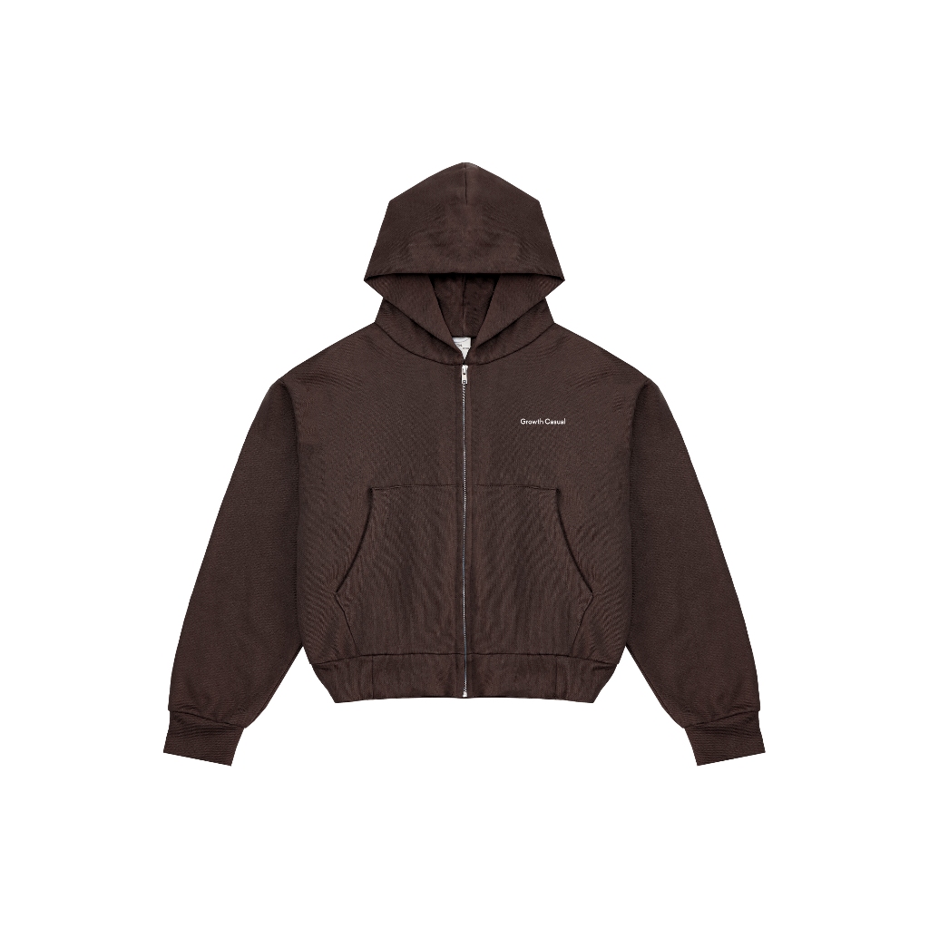 GrowthCasual - Boxy Fit Logotype Zipper Hoodie Jacket