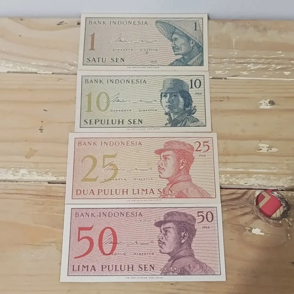 Uang Kuno Indonesia 1 SEN / 10 SEN / 25 SEN / 50 SEN Edisi DWIKORA 1964 (aUNC)