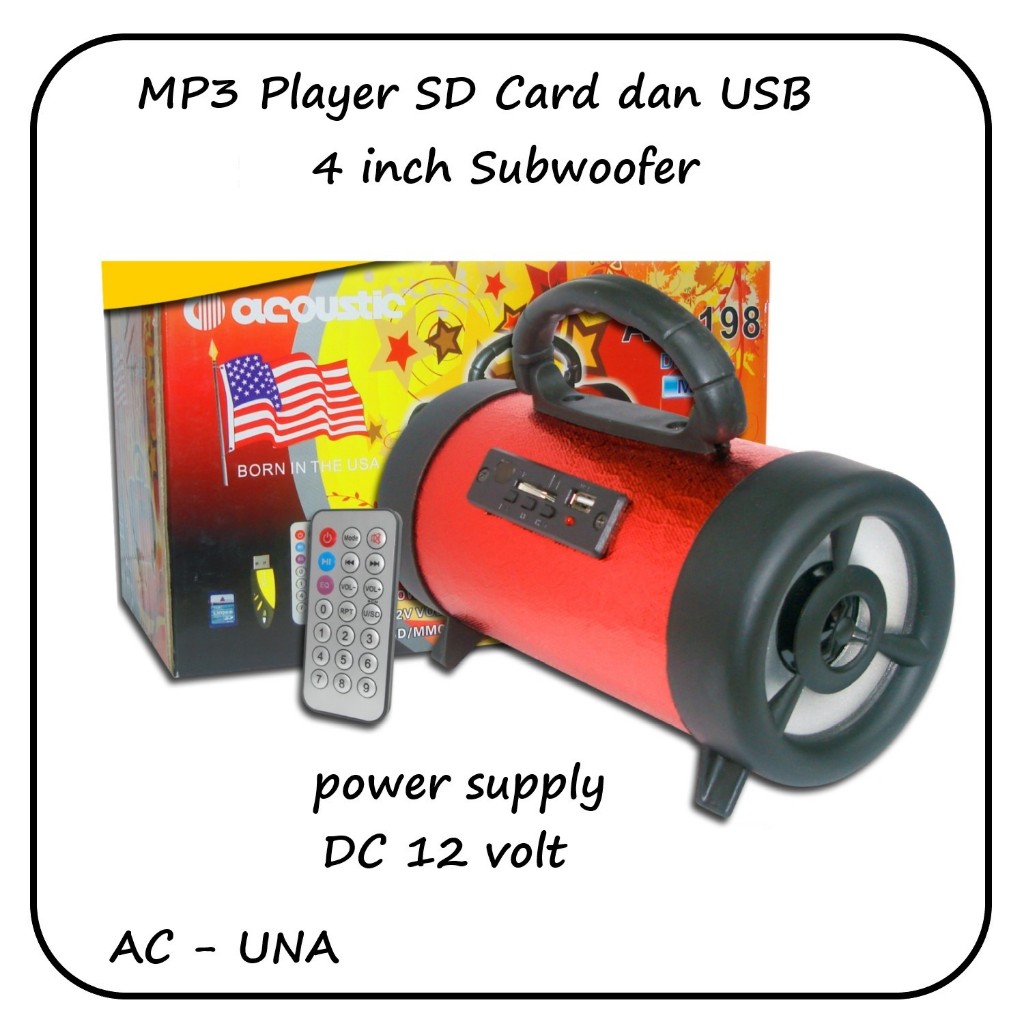 Speaker USB SD MMC FM radio Mp3 Player red AC -  UNA