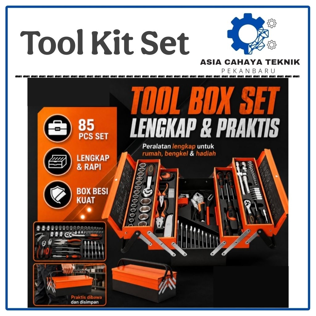Tool Kit 85 PCS Perkakas Bengkel Tool Box Set Kotak Box Set Perkakas Kunci Sock Set Bengkel / Alat B