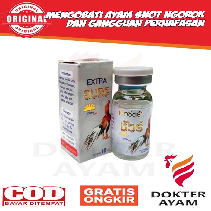 Obat Ayam EXTRA SURE PUTIH (10 ml) Ayam Bangkok Thailand Ngorok Snot CRD