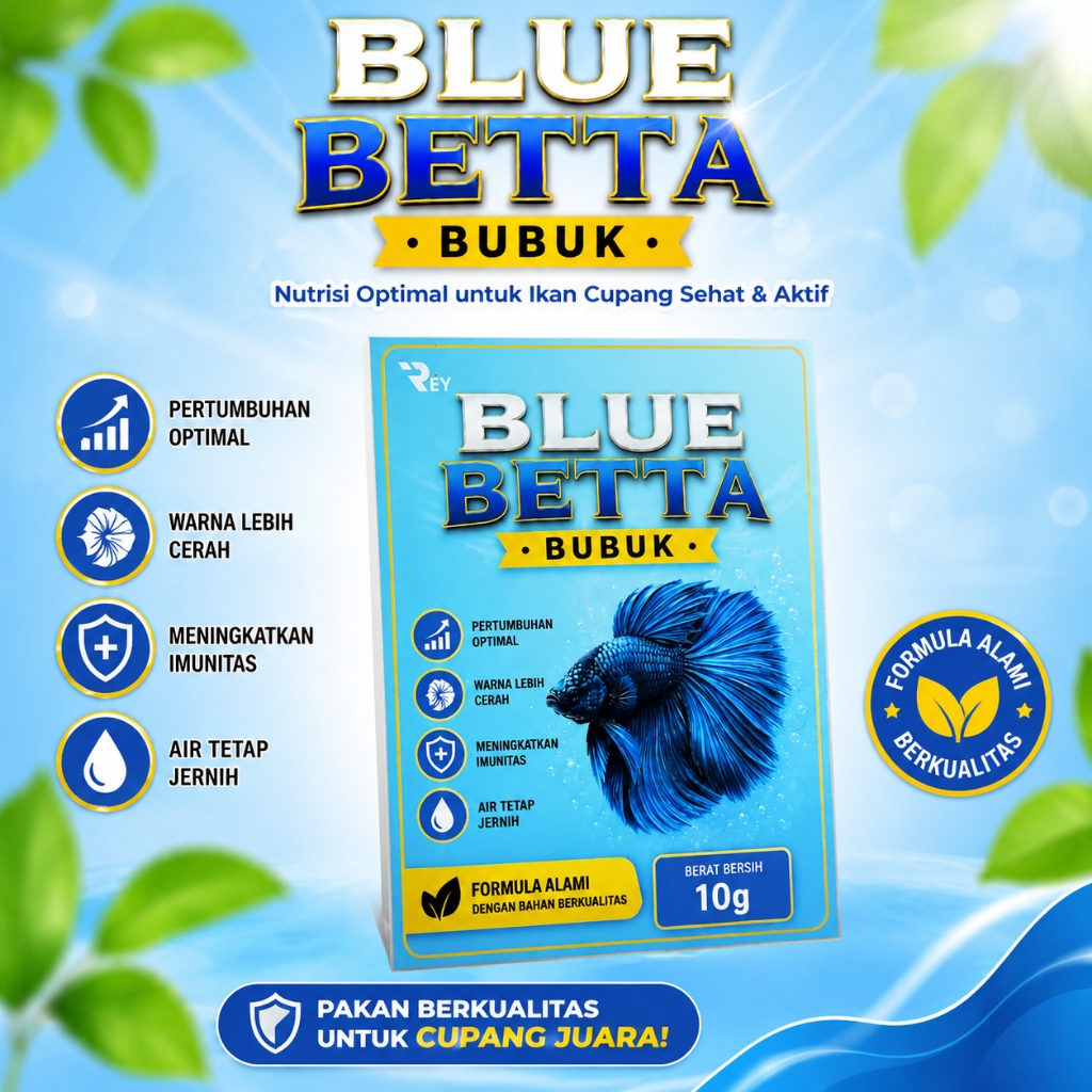Vitamin Ikan Cupang Hias Cupang Adu Ikan Hias Blue Betta Bubuk 10g Obat Ikan Cupang Premium Formula 