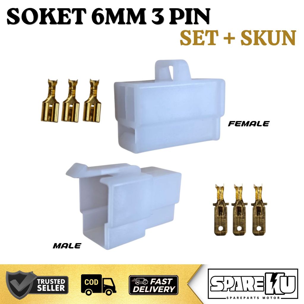 SOKET / SOCKET 3 PIN BESAR SOKET SPULL SUPRA X SOCKET 3 PIN 6 MM