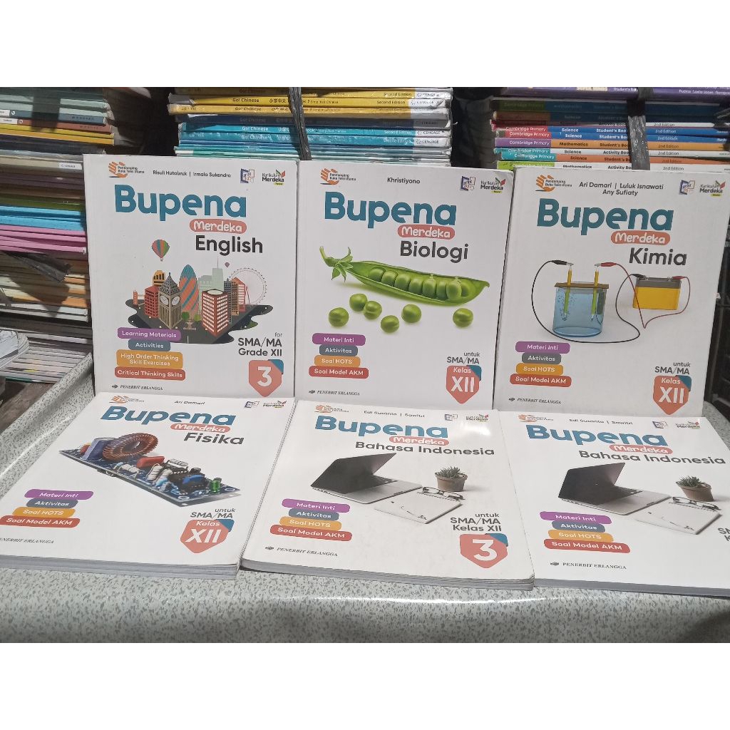 Bupena English,  Bupena Biologi,  Bupena Kimia,  Bupena Fisika,  Bupena Bahasa Indonesia SMA MA Kela