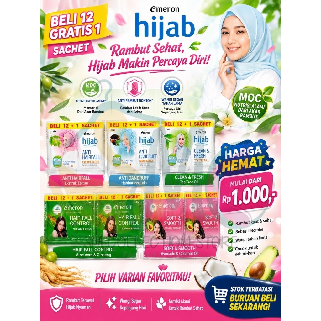 SHAMPO EMERON SACHET 1 RENCENG 26 PCS / SAMPO SACHET EMERON
