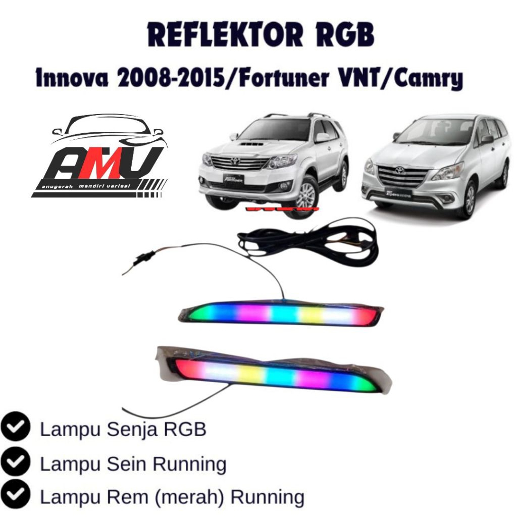 LAMPU REFLEKTOR BUMPER BELAKANG INNOVA 2004-2015 / FORTUNER VNT / CAMRY RGB A