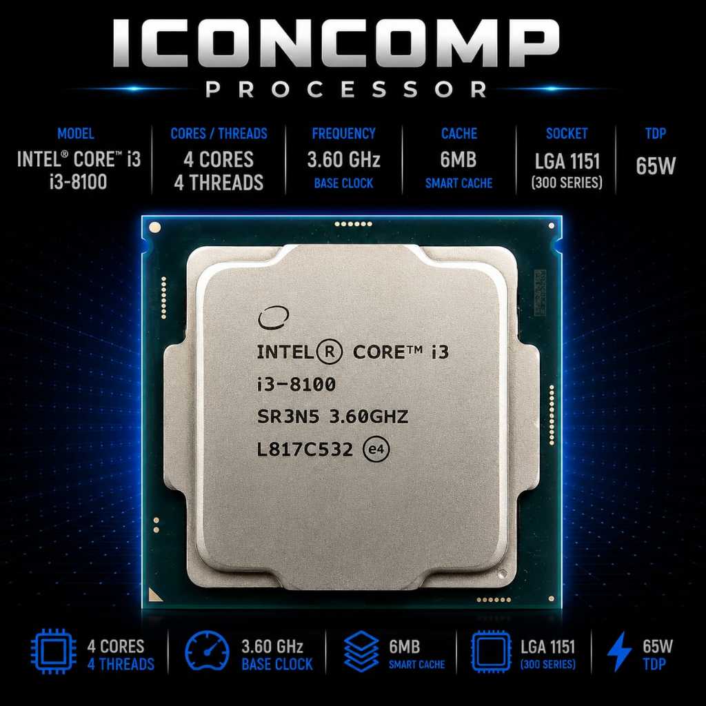 PROCESSOR INTEL CORE I3 8100 TRAY