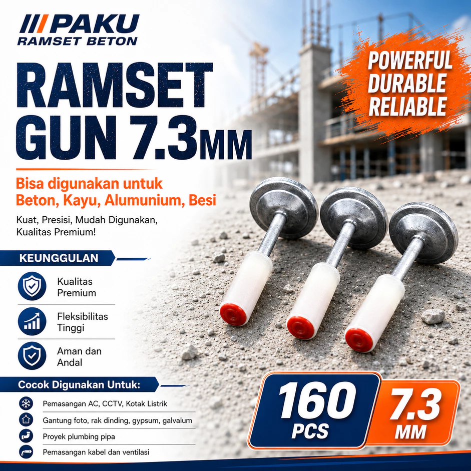 Isi Paku Beton Mini 20 / 40 / 80 / 160 Pcs Ramset 7.3MM Peluru Paku Mini Nail Fastening Gun Paku Bet