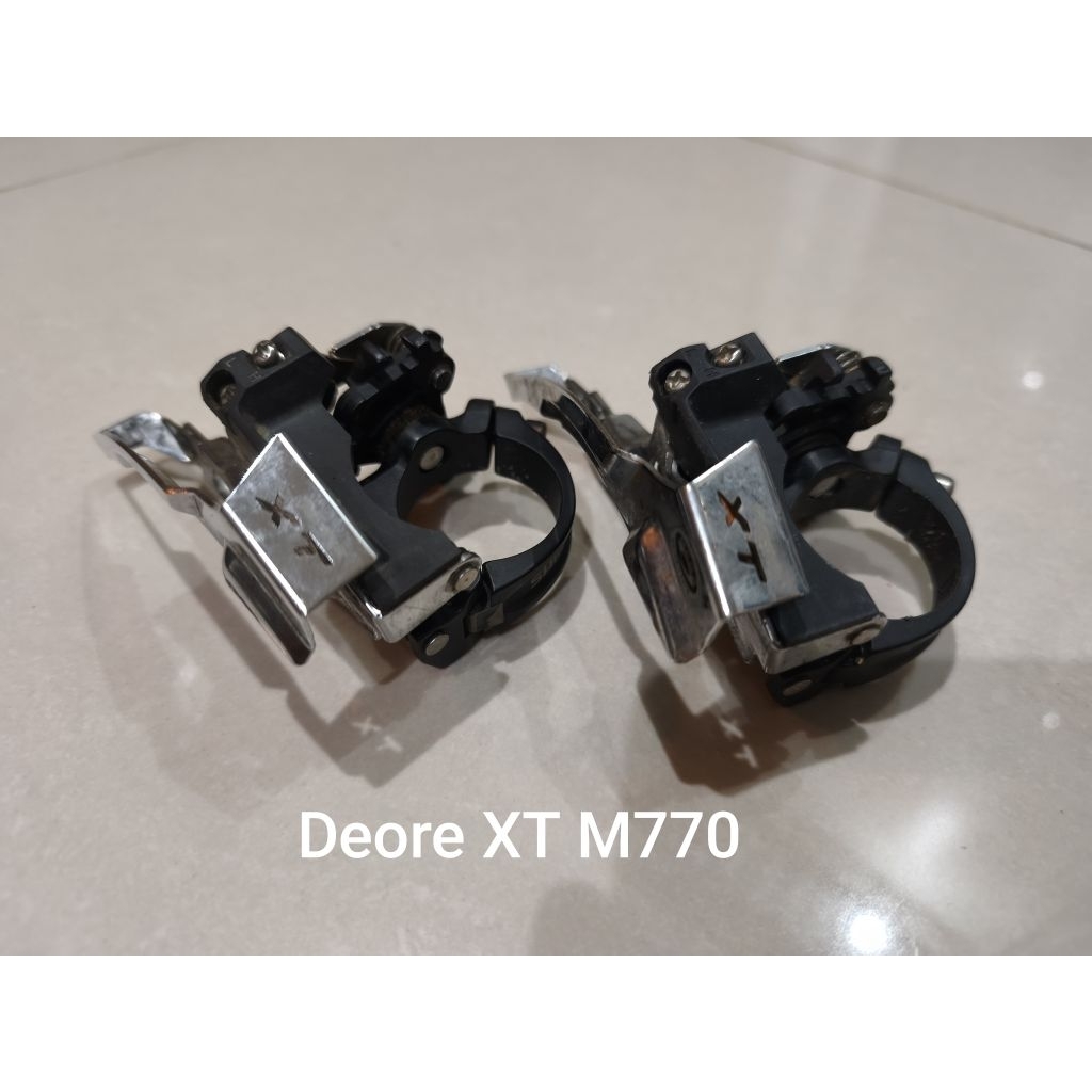 FD sepeda Shimano Deore XT M-770 clamp seatube 2sp ,kondisi mulus normal