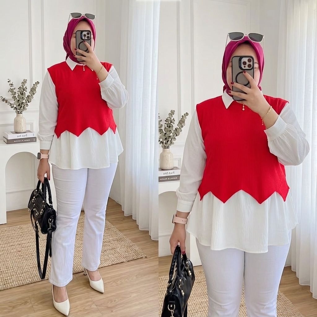 EDISI KEMERDEKAAN ATASAN MERAH PUTIH KATUN JUMBO LD 120 130 140 BIG SIZE // ATASAN JUMBO MERAH PUTIH