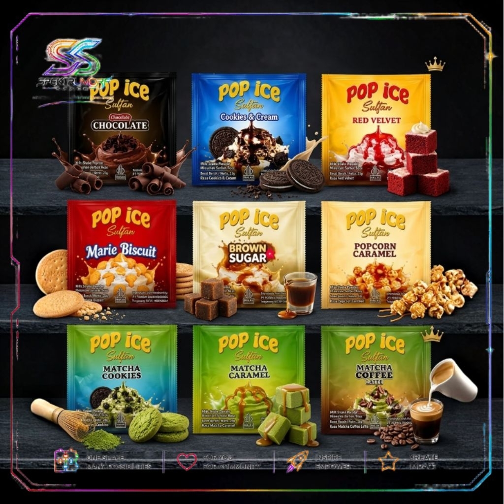 SpektruMorf Taste ~ Minuman Bubuk Sachet Pop Ice Sultan / Italian Chociato Cookies & Cream Cheesu Re