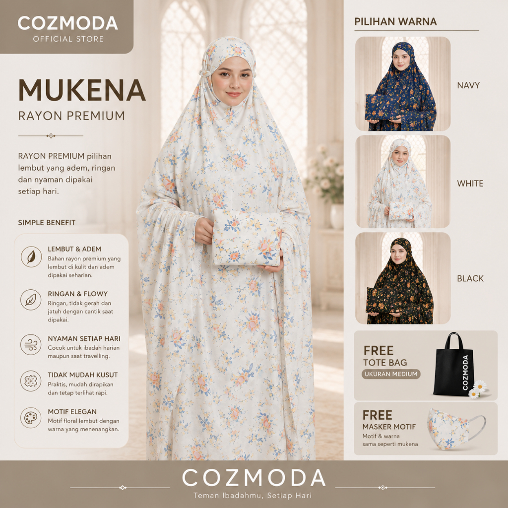 Cozmoda | Amarilis Mukena | Mukena premium | Rayon | Free masker