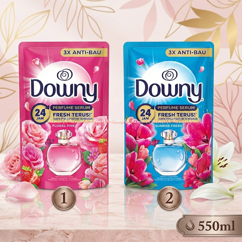 Downy 550ml Perfume Serum Fresh Terus Floral Pink Sunrise Fresh Refill Pouch Pewangi Dan Pelembut Pa