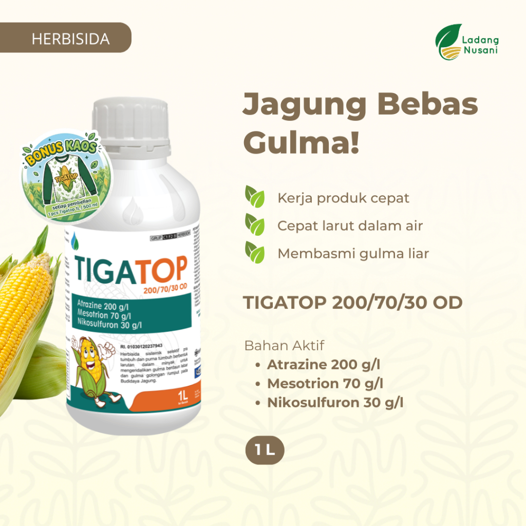 Mahakam TIGATOP 200/70/30 OD 1 Liter - Herbisida Selektif Kendalikan Gulma Jagung