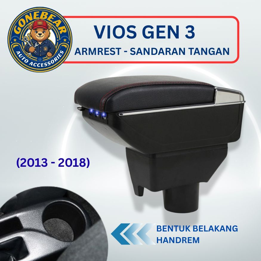 Armrest Console Box Toyota Vios Gen 3 Limo 2013 2014 2015 2016 2017 2018 2019 2020 2021 2022 Sandara