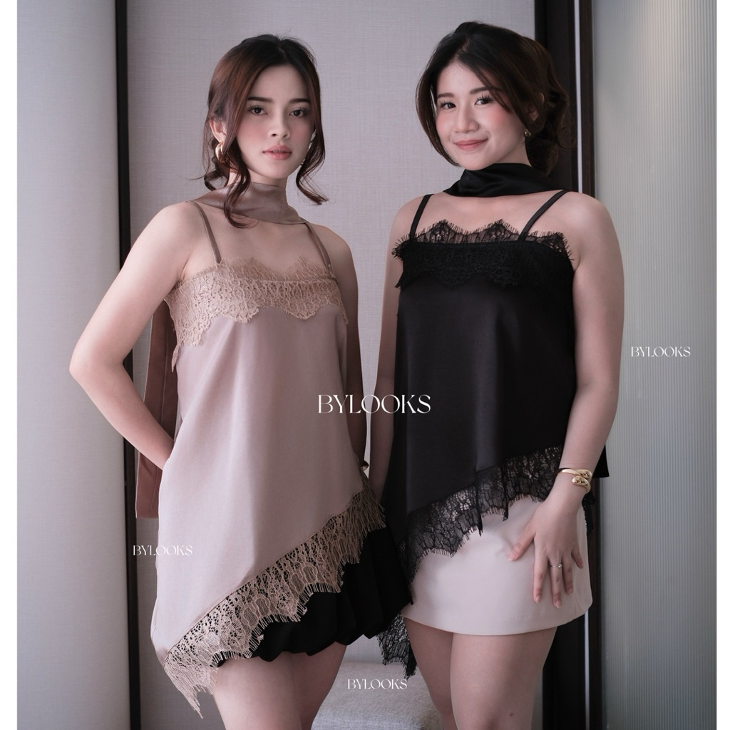 BYLOOKS - Hazel Tanktop Lace Satin Silk | Tanktop Lace Satin