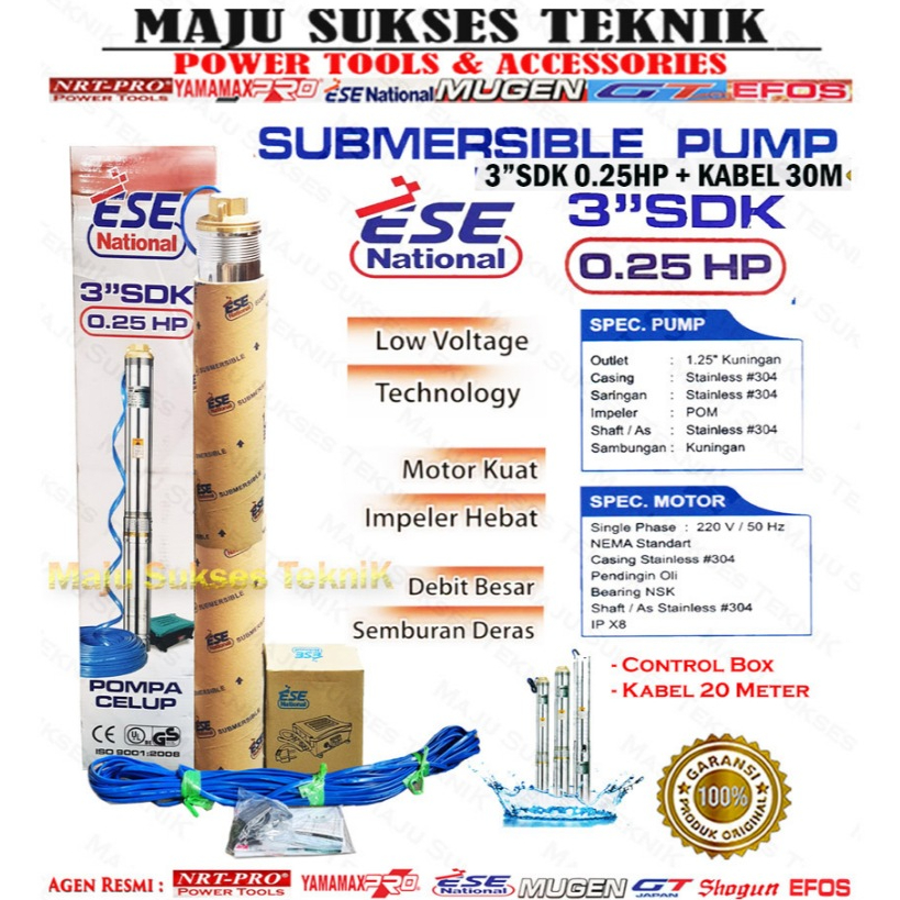 Pompa Air Celup Satelit / Pompa Satelit 3 Inch 0.25Hp / 0.25 Hp Pompa Sible Submersible Pump 3Dim + 