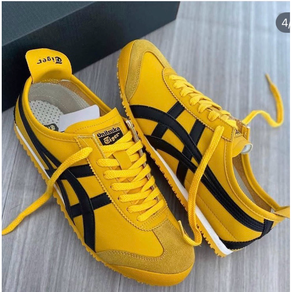 Sepatu Olahraga Onitsuka Tiger Kuning ori Hitam Putih Model Low-Cut Kasual Unisex