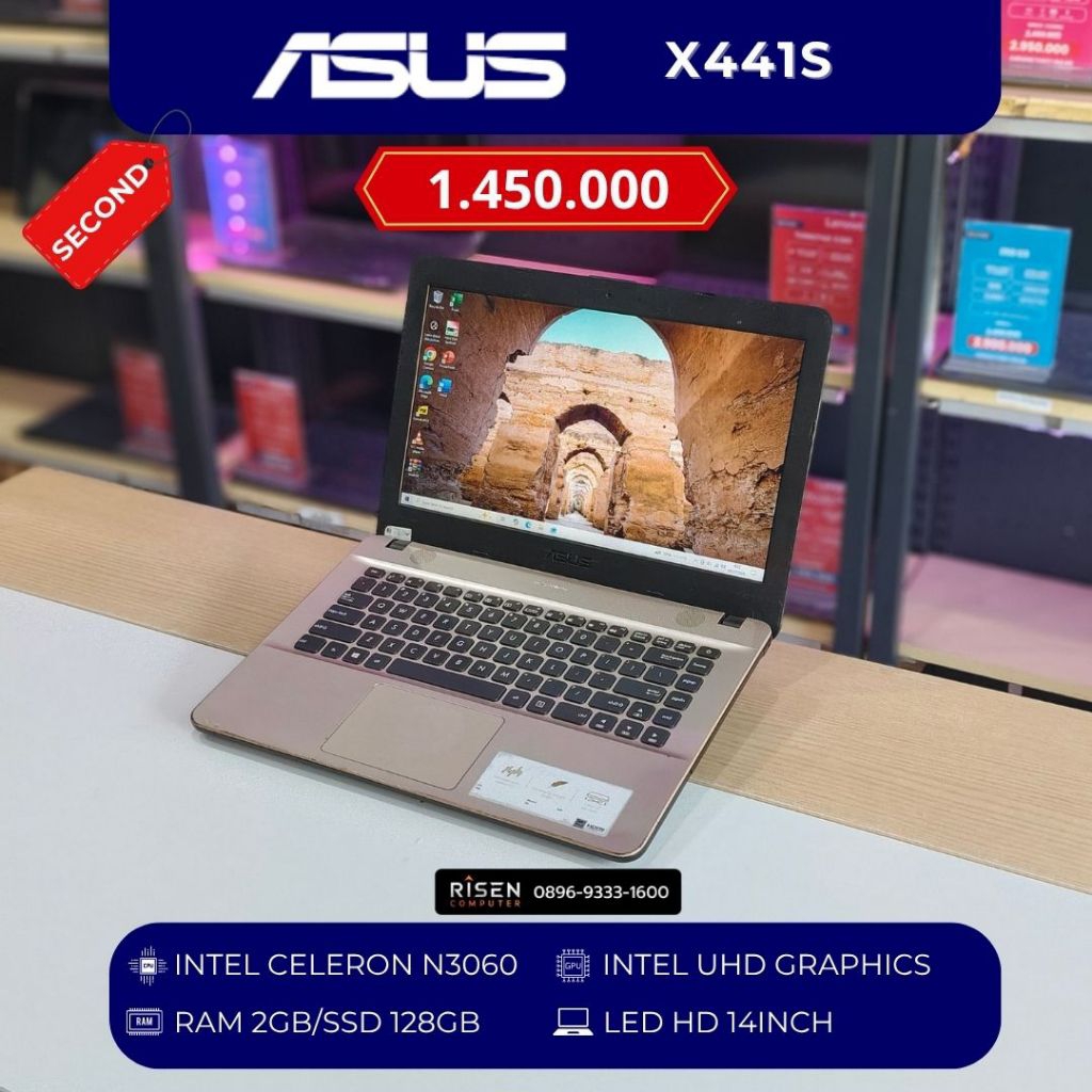 ASUS X441S Intel celeron N3060 RAM 2GB SSD 128GB HD 14inch Notebook Second Bekas Laptop