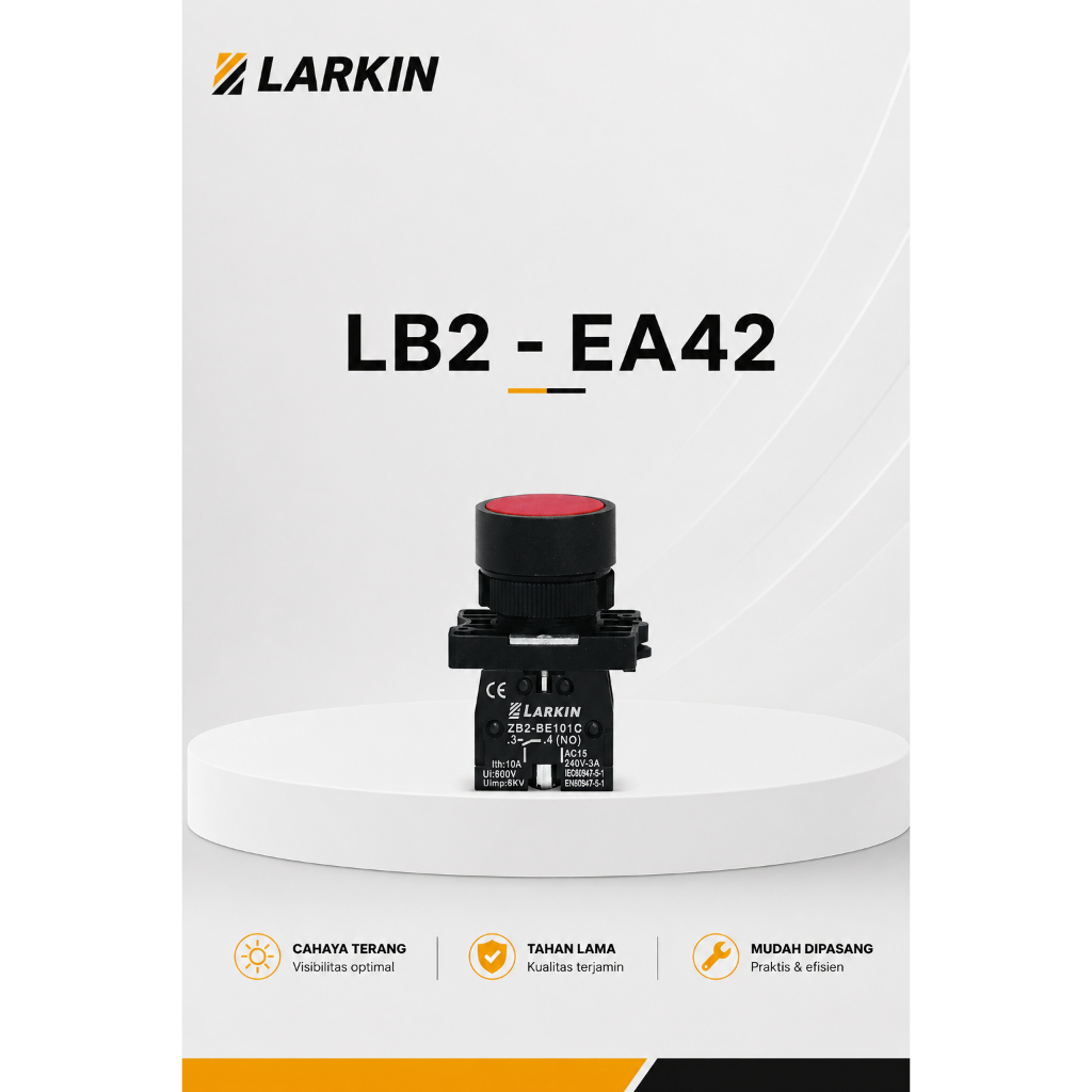 LARKIN LB2-EA42 1NC  PUSH BUTTON PLASTIC MERAH 22mm - ORIGINAL