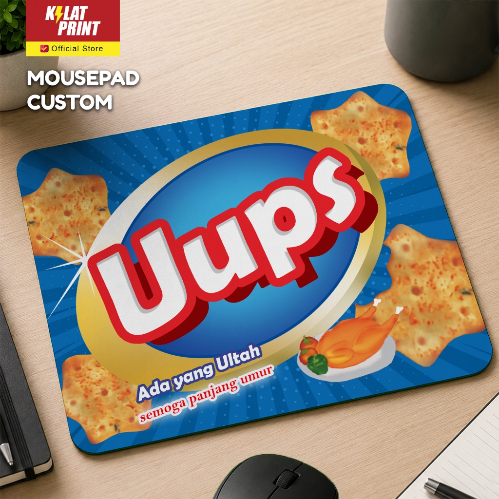 Mousepad Custom Hadiah Ultah Lucu Snack Gambar - Oops
