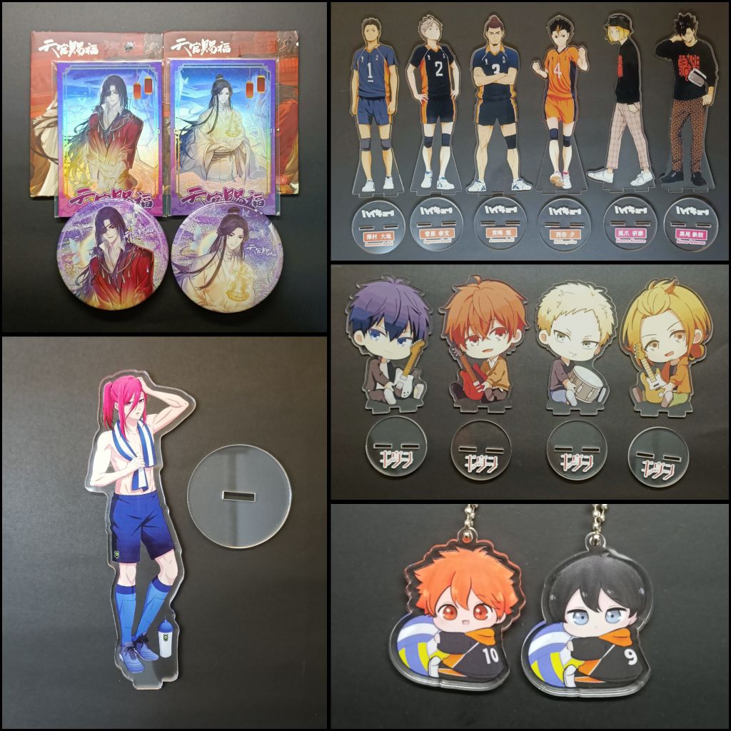 [UNOFFICIAL] Set Standee Keychain Akrilik Badge TGCF Heaven Official's Blessing, Haikyuu, Given, Blu