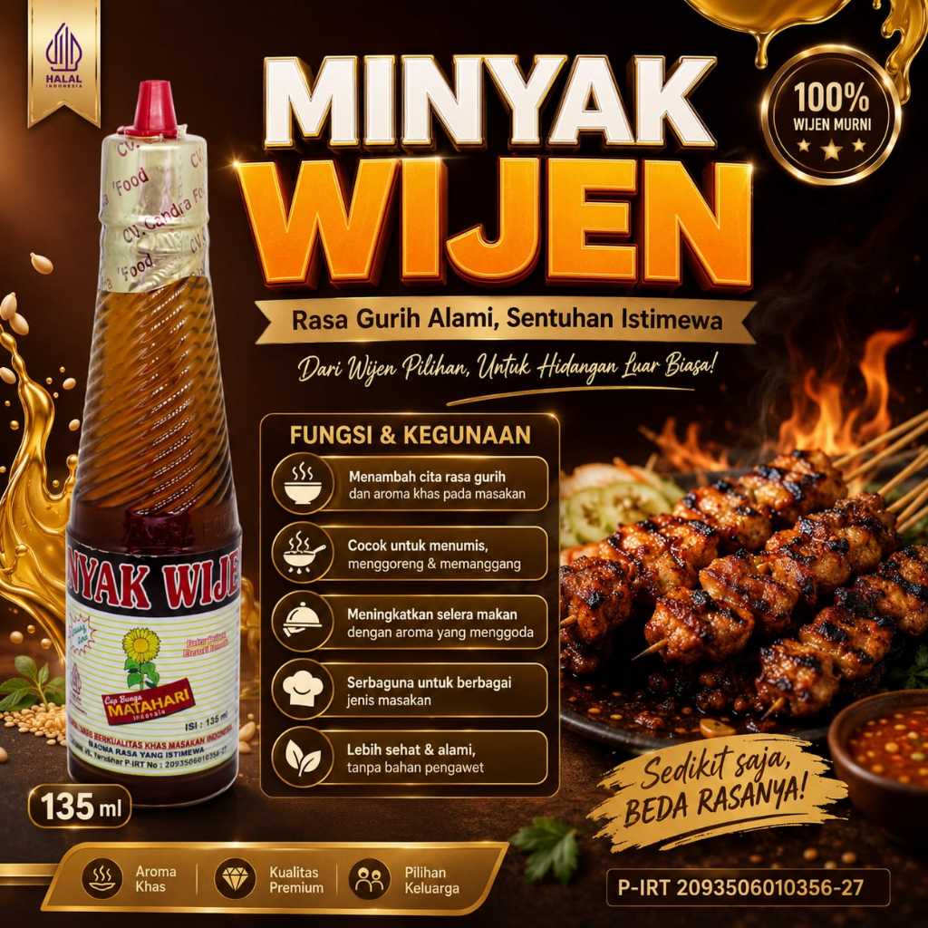 Minyak Wijen Hitam Premium 135ML Cap Bunga Matahari Halal