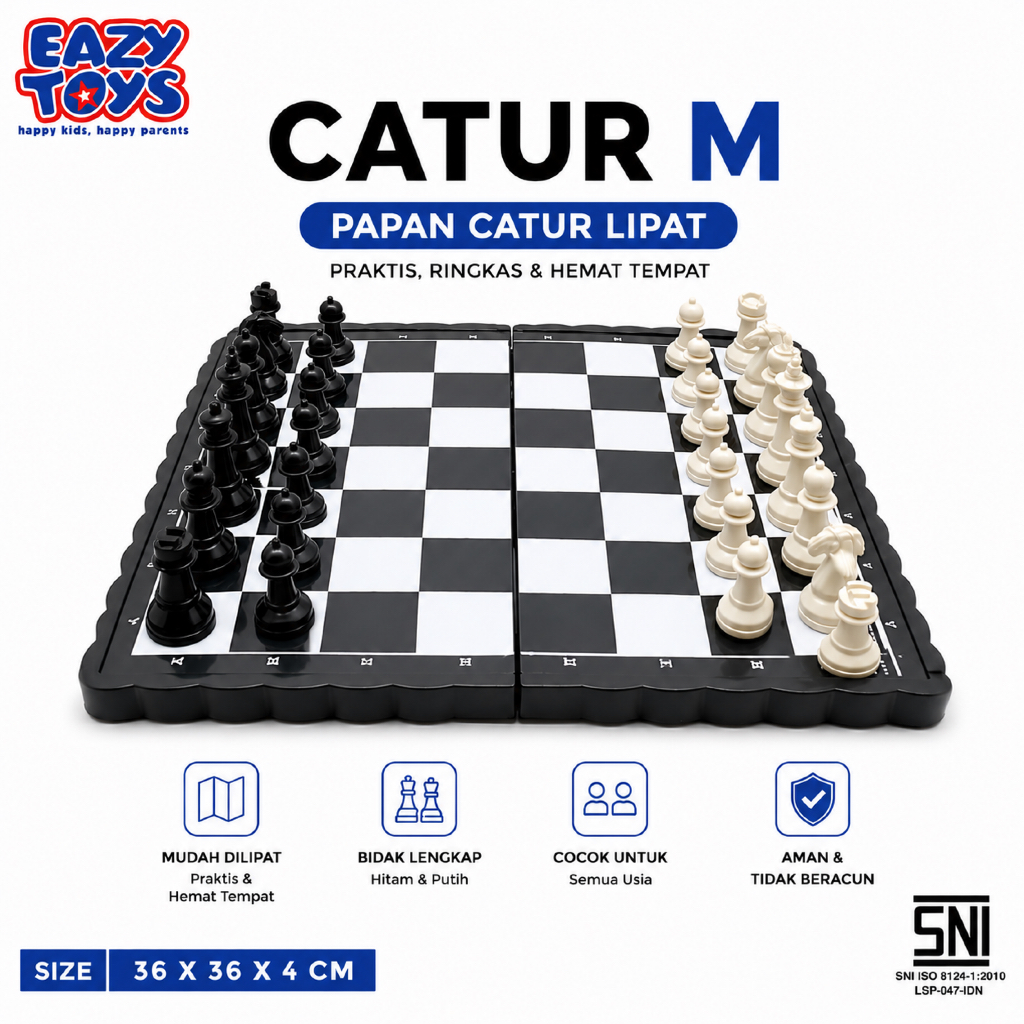 Papan Catur Lipat Plastik Folding Chess Board dan Papan Catur Magnet Lipat