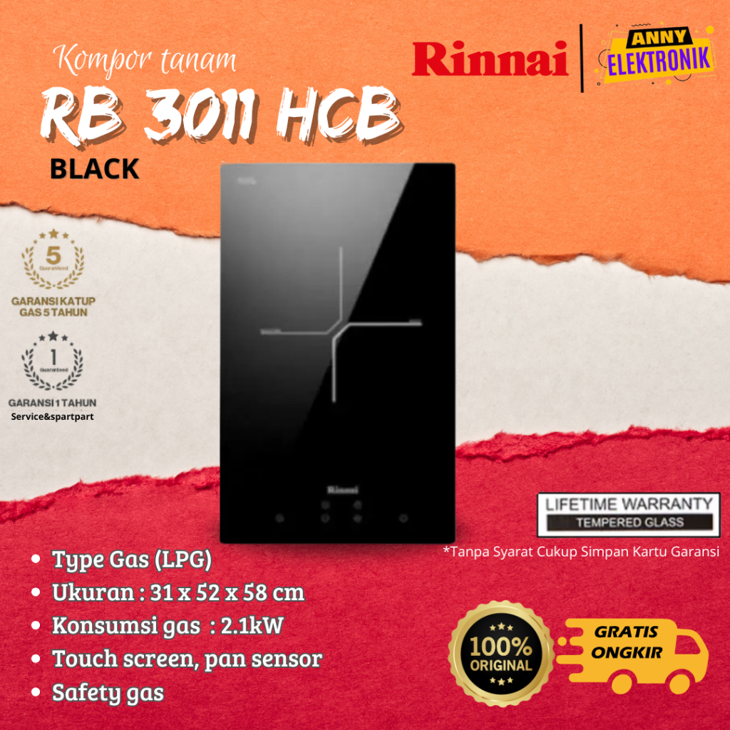 Kompor induksi Rinnai RB 3011 HCB RB3011HCB / 2 tungku