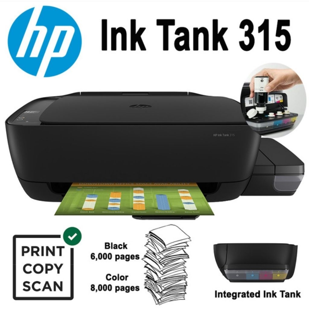 LIKE NEW - Printer HP Ink Tank 315 Second Mulus | Print Copy Scan | No Box