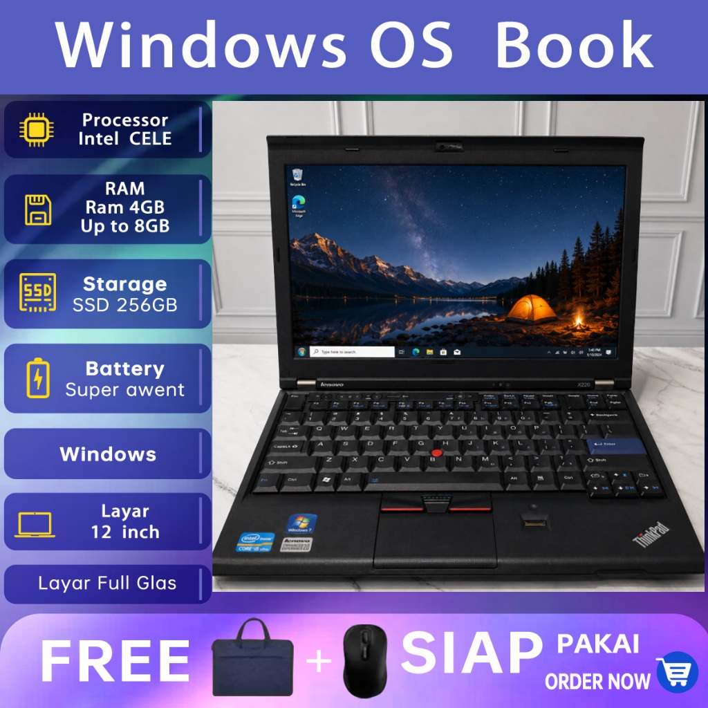 Lenovo Thinkpad Second Laptop X201 Core i3/i5/i7 Gen 2 RAM 4/8GB HDD 320GB/500GB SSD 128GB/256GB 12i