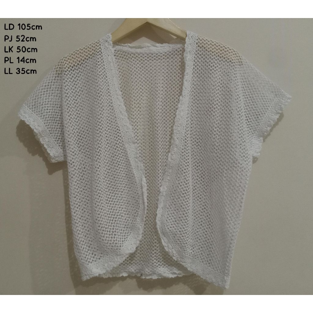 PRELOVED BOLERO RAJUT PUTIH RENDA SIZE XL