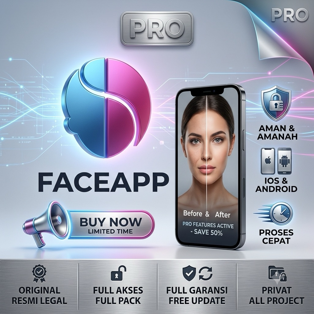 FaceApp Pro Asli (Premium) untuk iOS & Android - Langsung Aktif