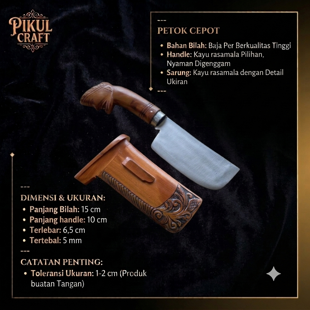 Pisau Petok Cepot Ukir - Pikul Craft