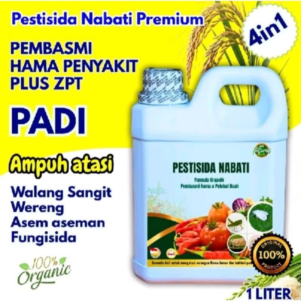 Pestisida Nabati Organik Untuk semua hama dan jamur Padi - Formula 4in1, Efektif untuk Semua Hama da