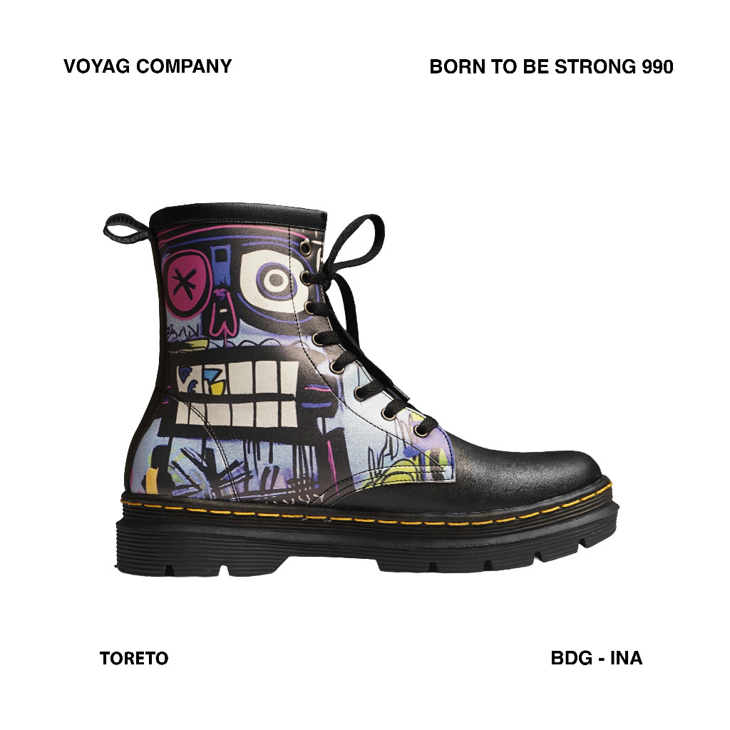 VOYAG COMPANY - TORETO HIGH SEPATU BOOTS LEATHER/KULIT SAPI MUDA HITAM PRIA