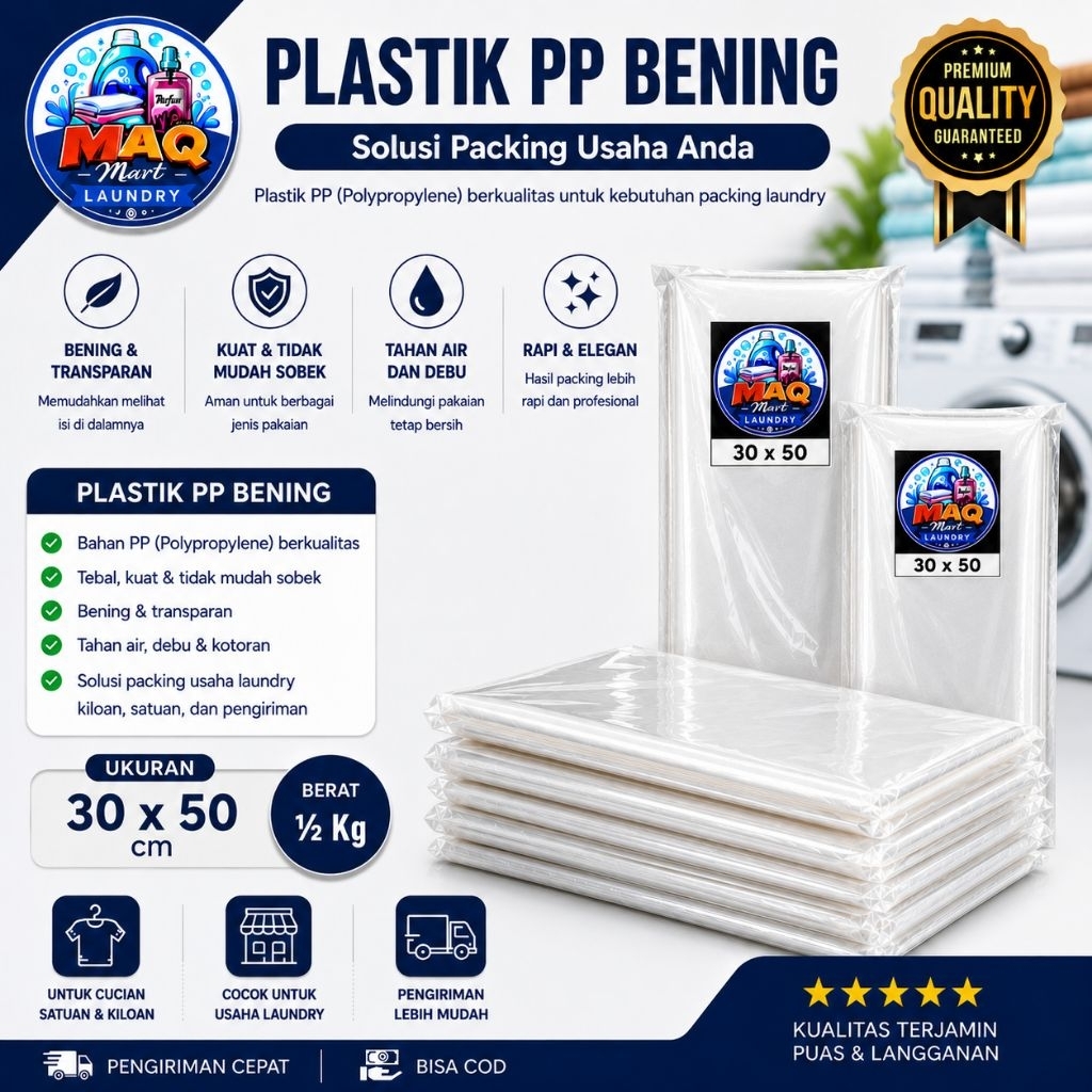 Plastik PP Bening Ukuran 30x50