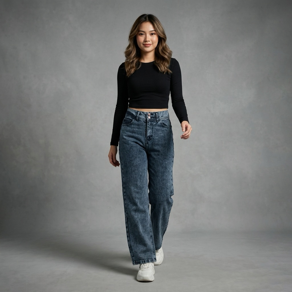 Highwaist Jeans Premium Kulot Kancing 2 by Alzera