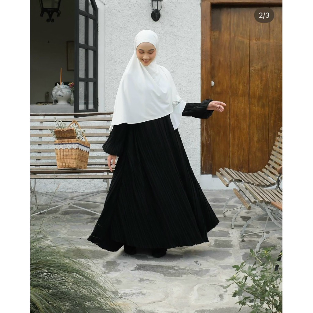 fleurs aqsamodestwear preloved , fleurs dress , pleat dress , pleats dress , gamis pleat , gamis ple