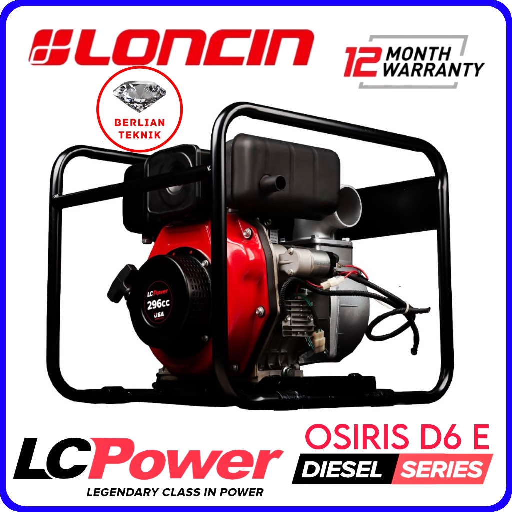 Mesin Pompa Air Solar Diesel Water Pump Loncin LC Power OSIRIS D6E / D 6 E / 3 Inch / Vortex D 178 /