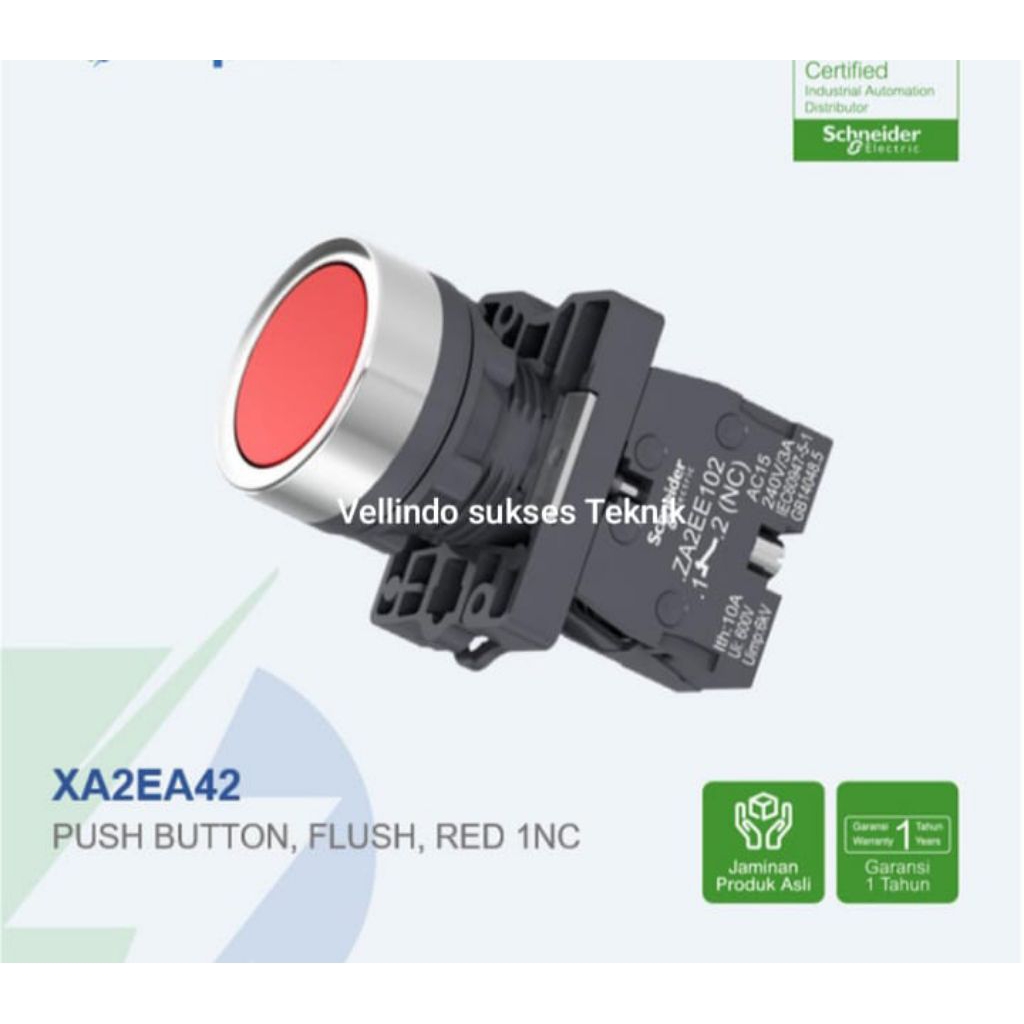 Schneider Push Button 22mm 1NC XA2EA42 / PUSH BUTTON MERAH SCHNEIDER